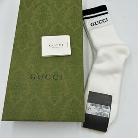 Gucci unisex logo imtarsia stretch, cotton blend socks size large - Picture 5 of 7